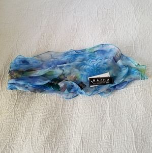 Basha Blue Polyester Ruffled Scarf - New